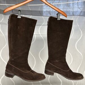 Chic Dark Brown Suede Knee-High Boots